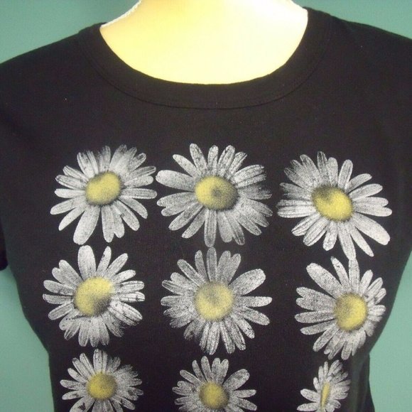 Summer Cropped Jr.'s Top Sz XS Daisies Short sl - Picture 1 of 3